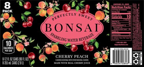 Bonsai Sparkling Water Cherry Peach Flavor Pack Side Angle