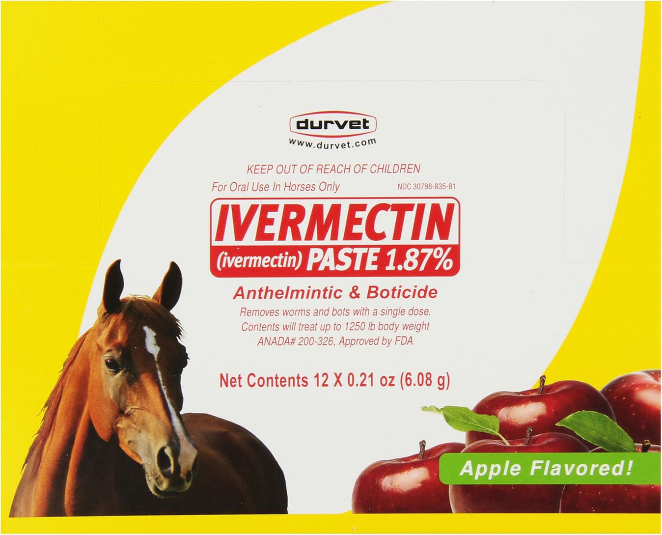 Durvet Ivermectin Dewormer Paste 12-Pack Apple Flavor Front View