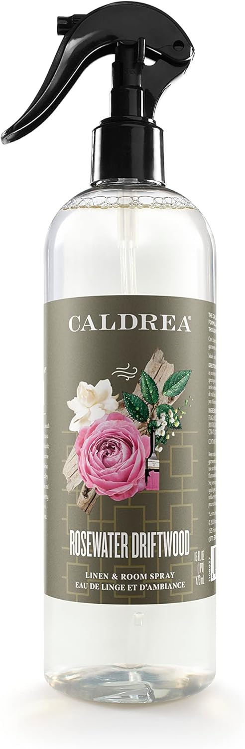 Caldrea Rosewater Driftwood Linen and Room Spray 16 oz Bottle Front View