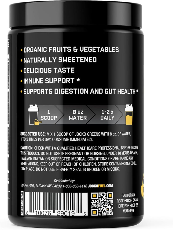 Jocko Fuel Daily Greens Powder Pina Colada Flavor Jar Side Angle