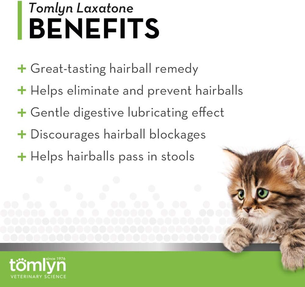 Tomlyn Laxatone Cat Hairball Treatment Gel Side Packaging Image
