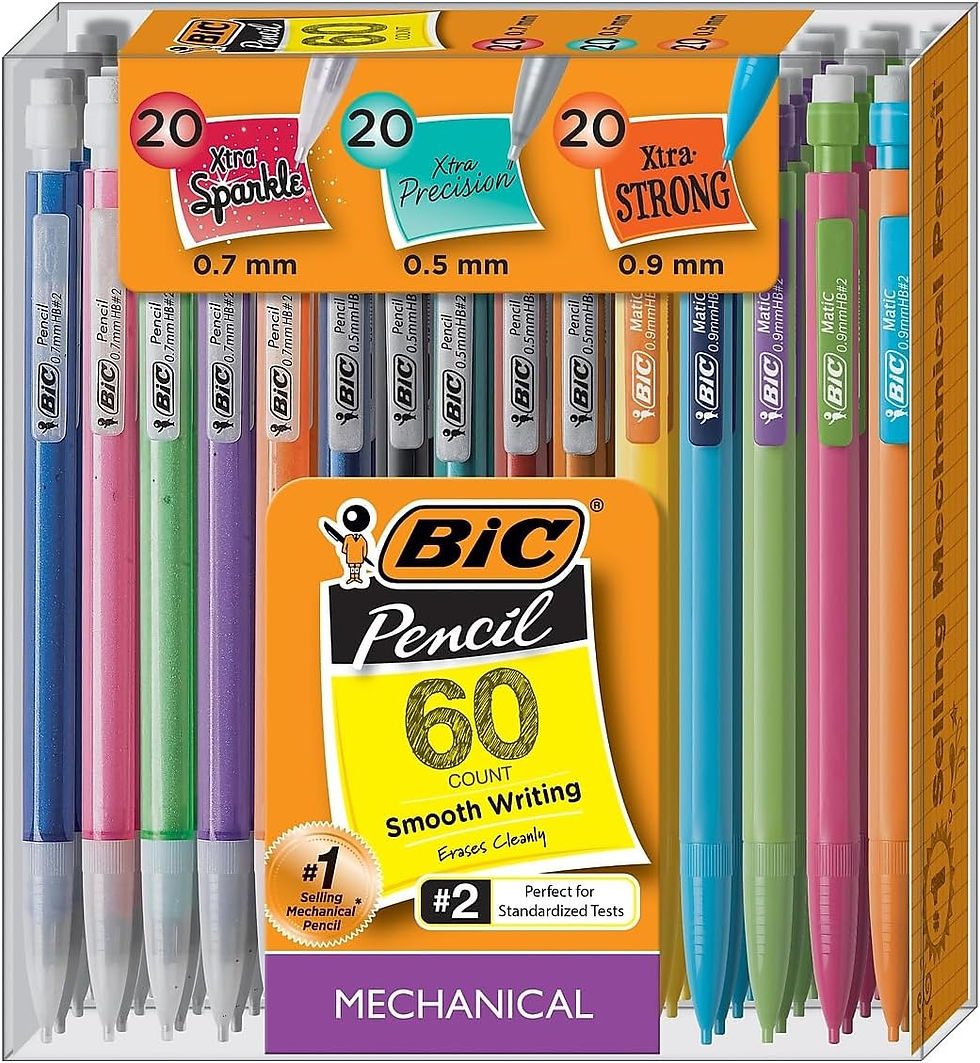 BIC Mechanical Pencils 60 Pack Assorted Sizes #2 Lead Bulk Front View