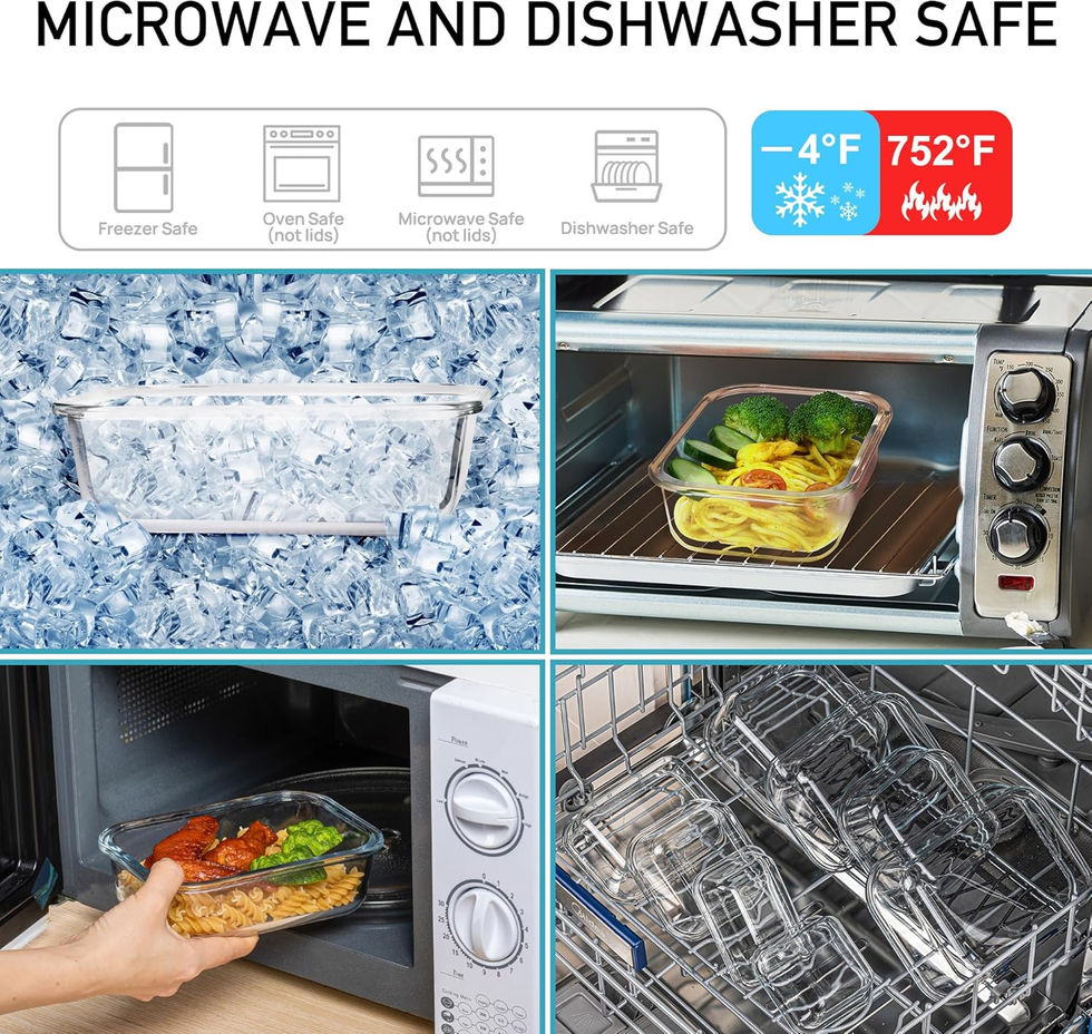 FineDine Microwave & Dishwasher Safe Glass Food Storage Containers