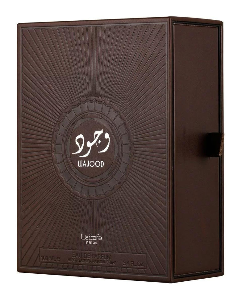 Lattafa Wajood Eau De Parfum Packaging and Bottle Top View