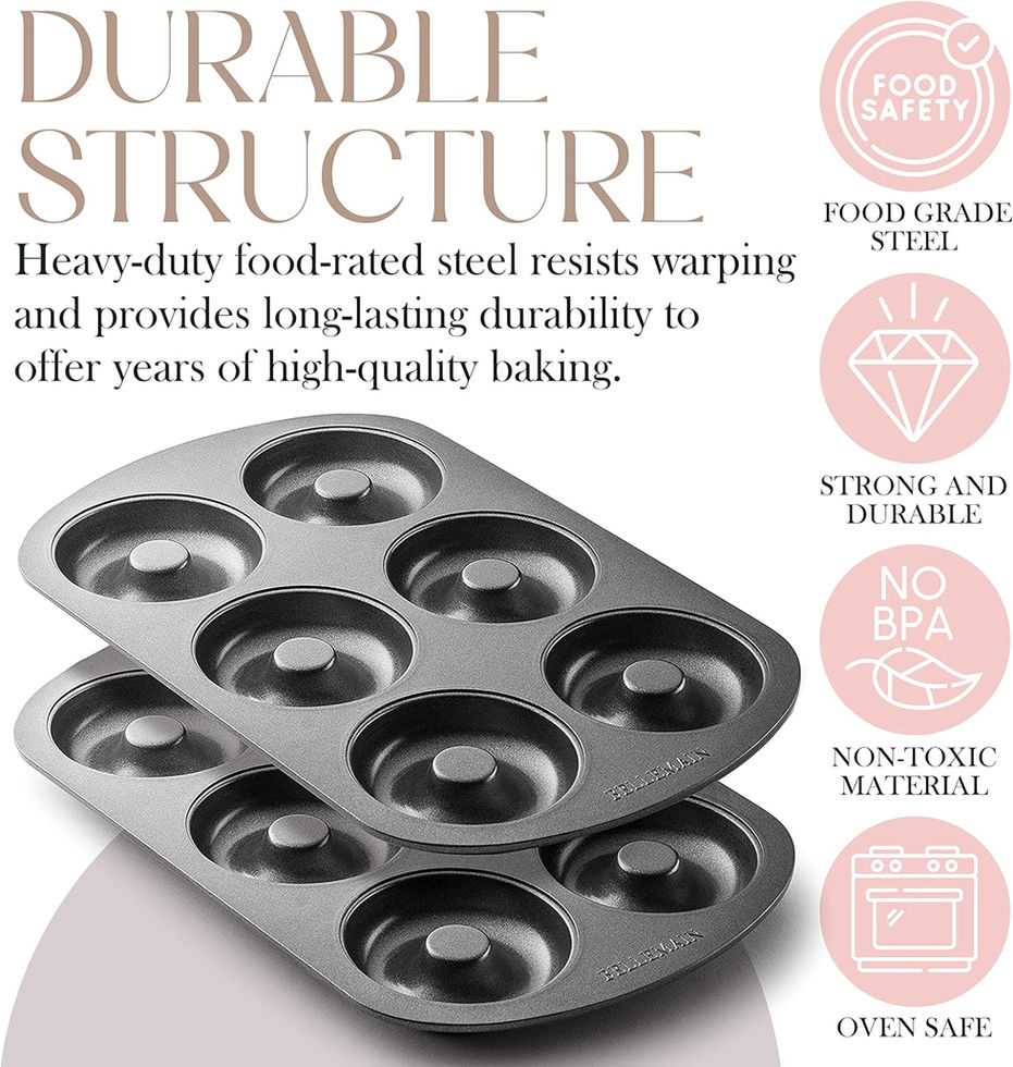 Bellemain Donut Pan Nonstick 6 Doughnut Molds Kitchen Baking Tray Side Angle