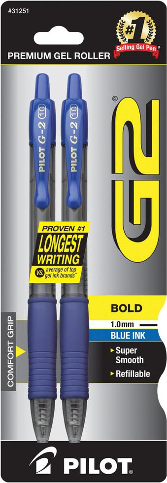 PILOT G2 Premium Gel Pens 1.0 mm Bold Point 2-Pack Front Packaging
