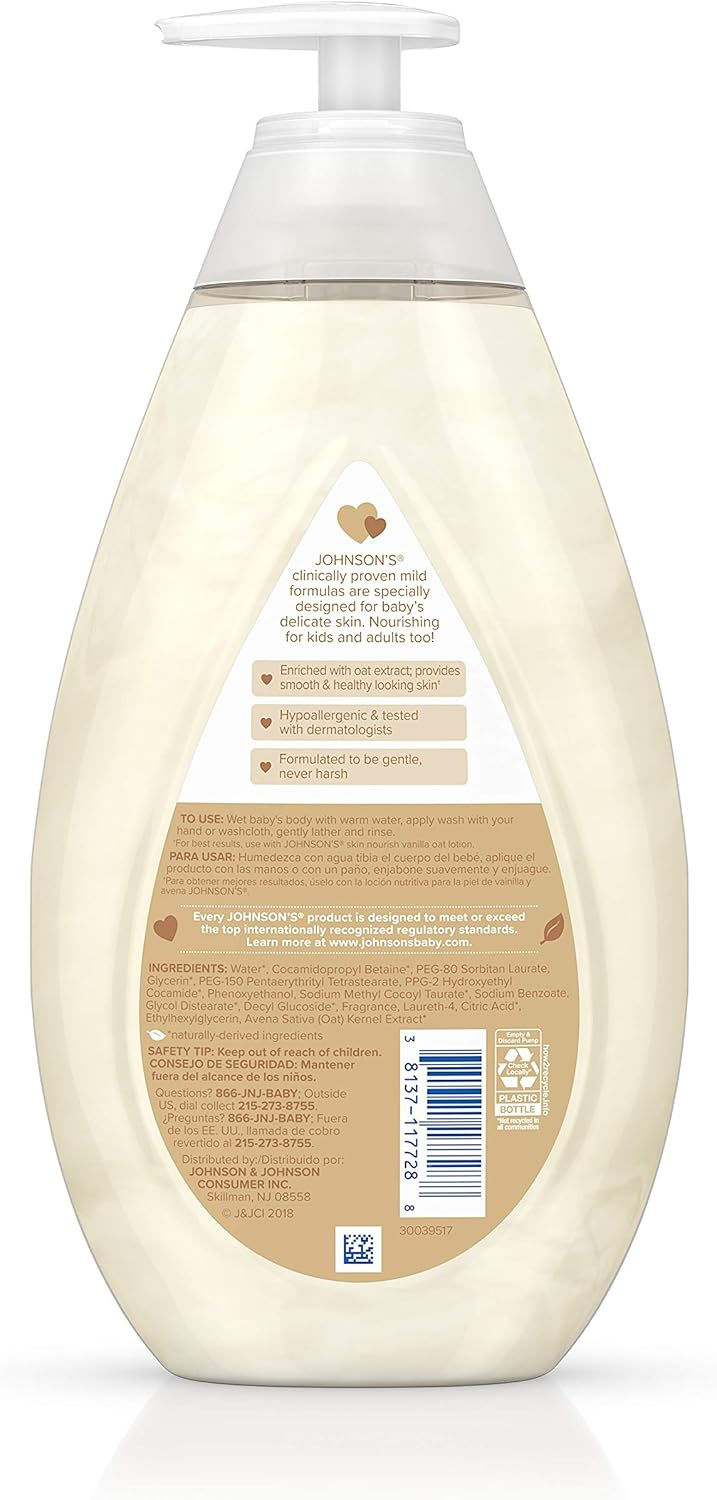 Johnson’s Baby Wash Tear-Free Hypoallergenic Vanilla Oat Side Angle