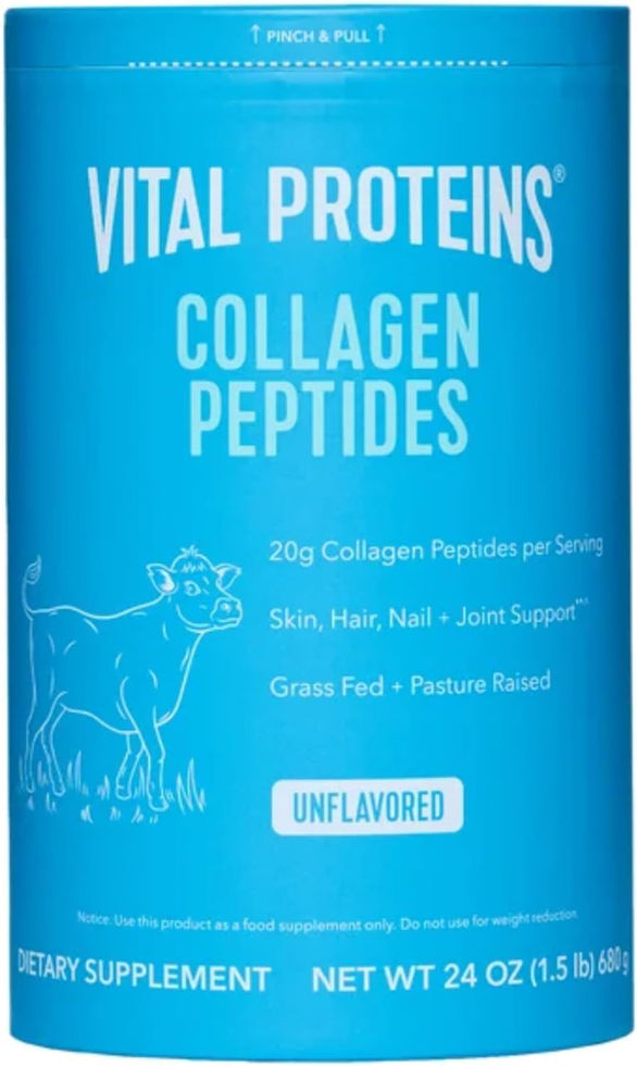 Vital Proteins Collagen Peptides 24oz Jar – Unflavored, Grass-Fed, Paleo Friendly, Front View