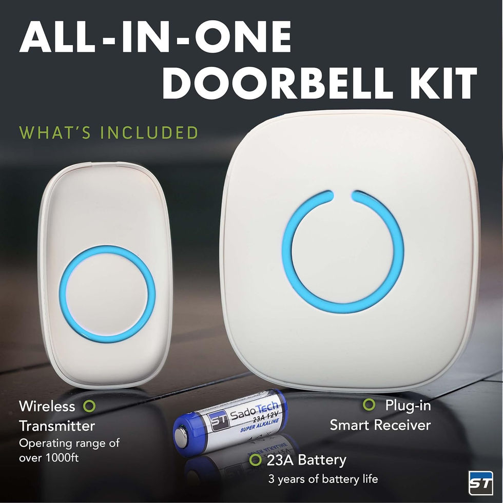 Easy-to-Use Battery Operated SadoTech Doorbell with LED Flash for Home and Business