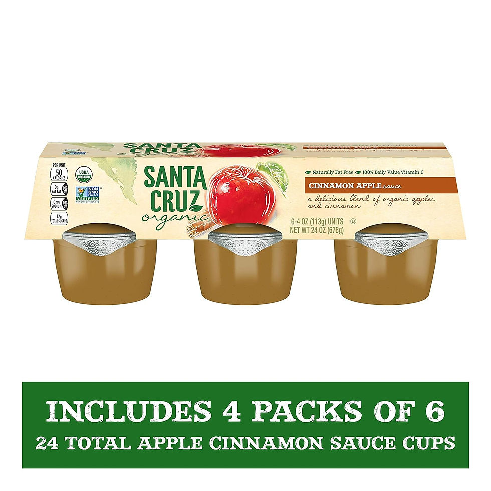 Pack of 6 Santa Cruz Organic Cinnamon Apple Sauce Cups, Organic Snack