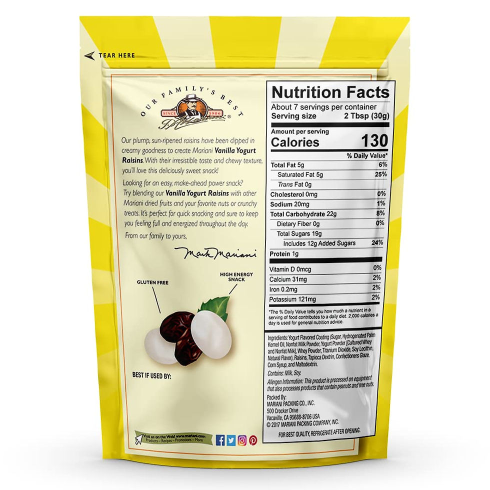 Mariani Yogurt Covered Raisins Pack of 3 – Gluten Free Snack Packaging