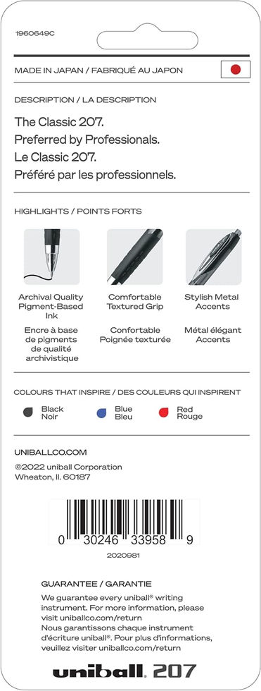 Uni-Ball 207 Medium Point Gel Pens Retractable Pen Grip Close-Up