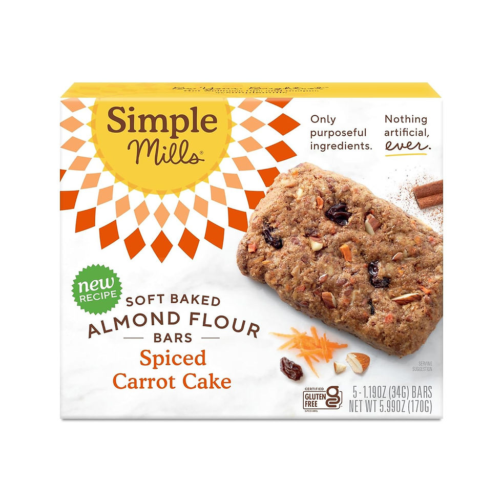 Simple Mills Spiced Carrot Cake Almond Flour Snack Bars 6 oz Box Front View