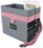 Drive Auto Products Car Trash Can 2 Gallons Grey Pink Adjustable Strap Front View