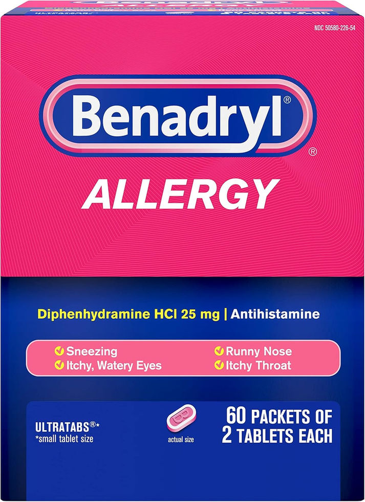 Benadryl Allergy UltraTabs 60x2 Tablets Go Packs Box Front View