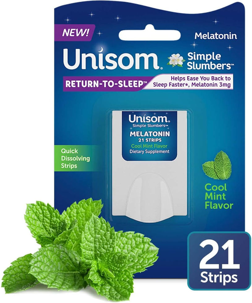 Unisom Simple Slumbers Return-to-Sleep Dissolving Strips 21-Count Cool Mint Front View