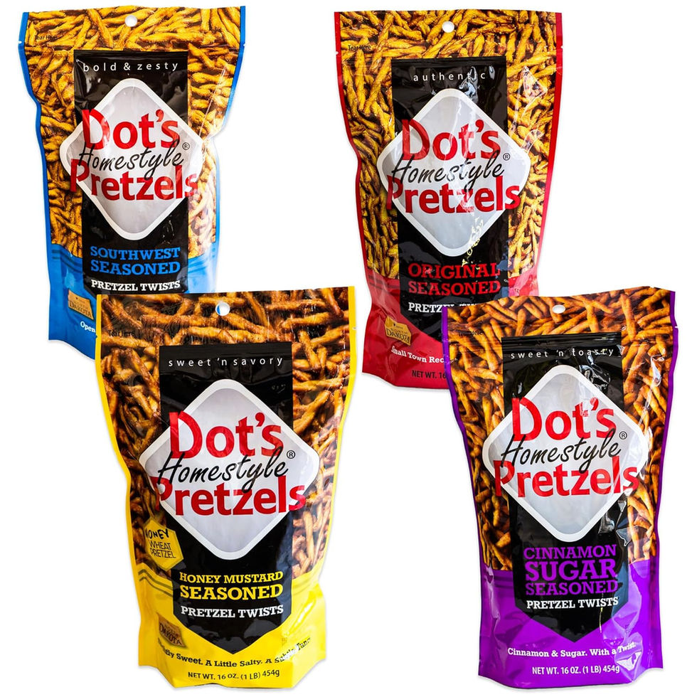 Dot's Pretzels Cinnamon Sugar Variety Pack 4 Bags 16oz Front Packaging