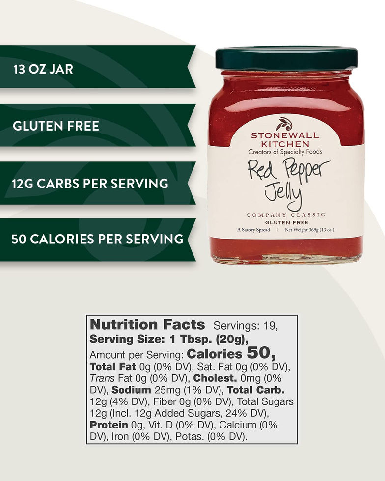 Stonewall Kitchen Red Pepper Jelly Glass Jar Label Close-Up