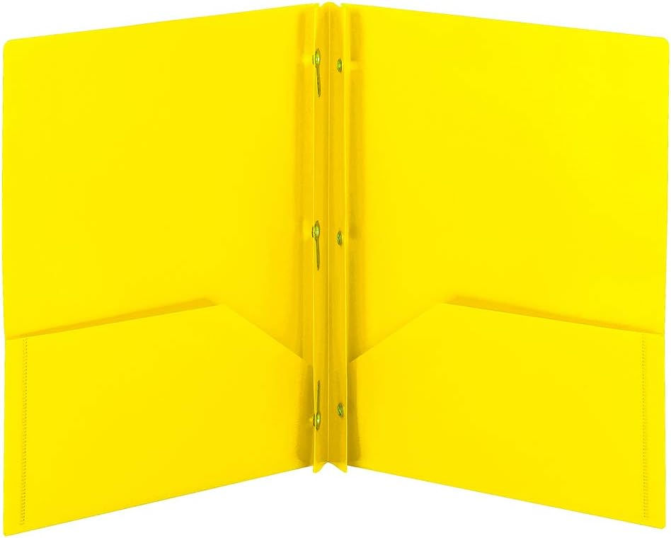 Smead Yellow Poly Two-Pocket Folder 3-Pack Front View 87733