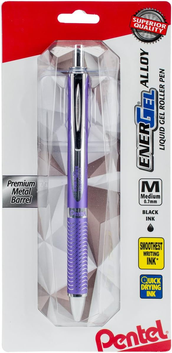 Pentel EnerGel Alloy RT Premium Gel Pen 0.7mm Violet Barrel Black Ink Front View