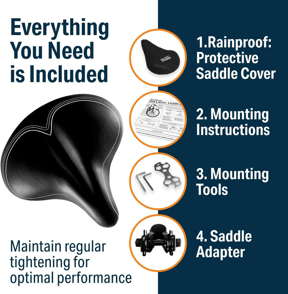 Bikeroo Oversize Bike Seat with Steel and Elastomer Suspension Side Angle