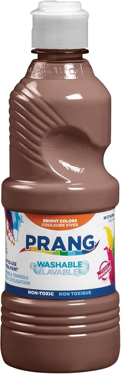 Prang Washable Tempera Paint Brown 16 Oz Bottle Front View
