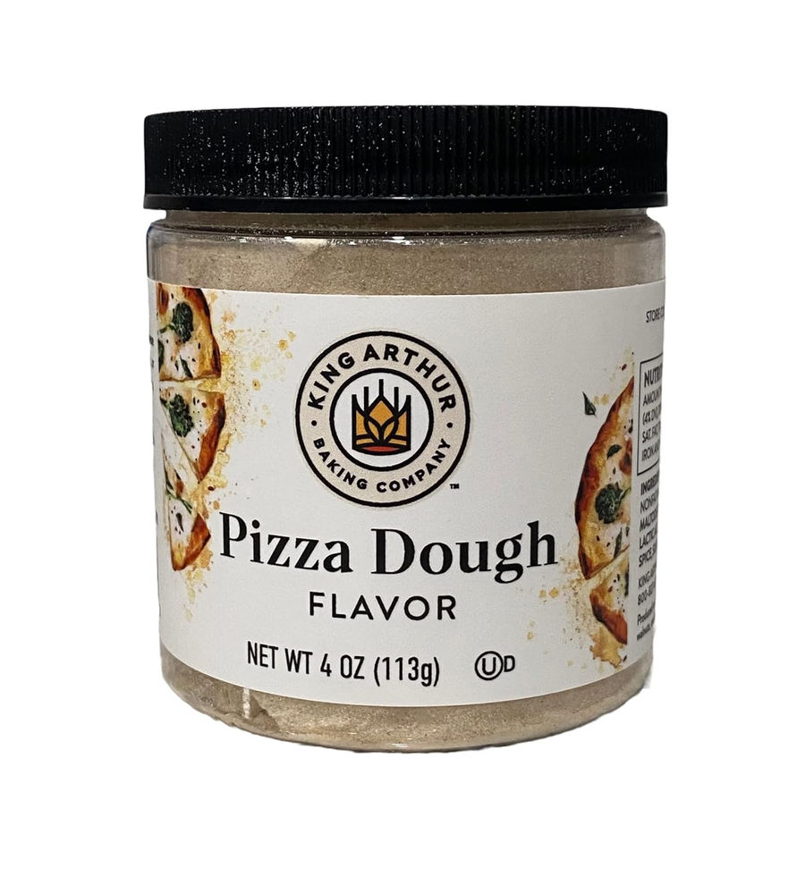 King Arthur Pizza Dough Flavor Garlic & Cheese Powder 4oz Container Front View