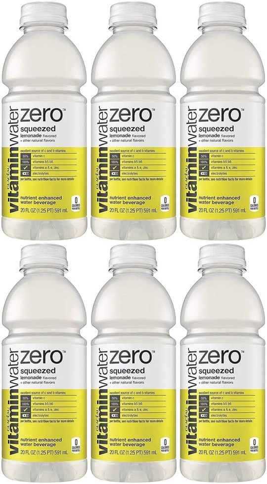 Vitamin Water Zero Lemonade Squeezed 20oz Bottle 6-Pack Front View