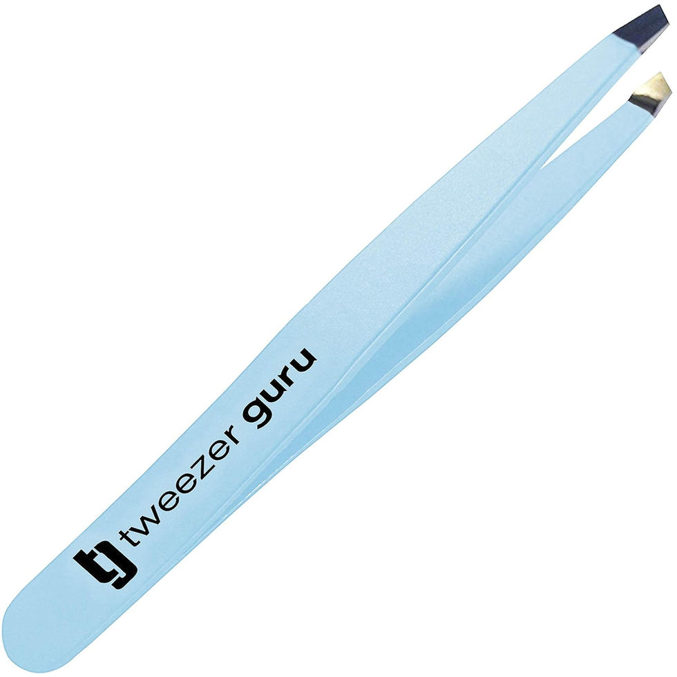 Tweezer Guru Sky Blue Slant Pointed Precision Tweezers Front View