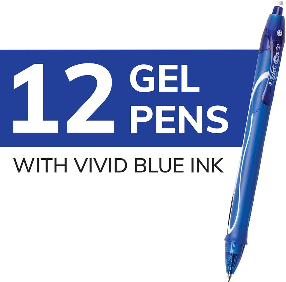 BIC Gelocity 0.7mm Medium Point Blue Gel Pens Retractable Side Angle