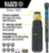 Klein Tools Magnetic Color-Coded Nut Driver Set 6 SAE Hex Sizes with Handle