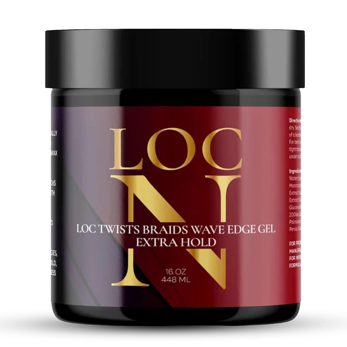 Loc N Twist Braids & Edge Control Gel Extra Hold 16oz Jar Front Label View