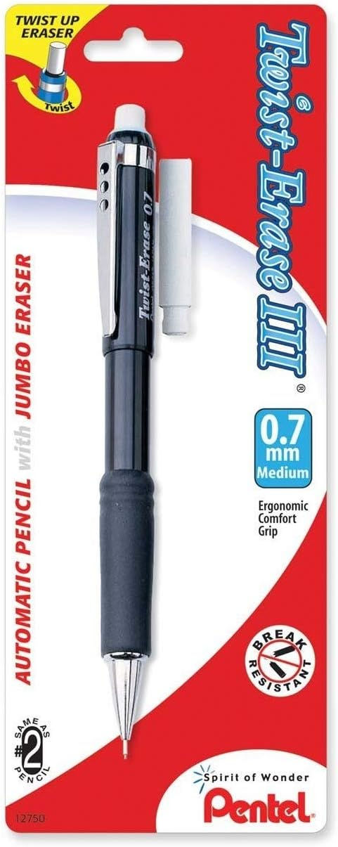 Pentel Twist-Erase III Automatic Pencil 0.7mm Assorted Barrels Pack Front View