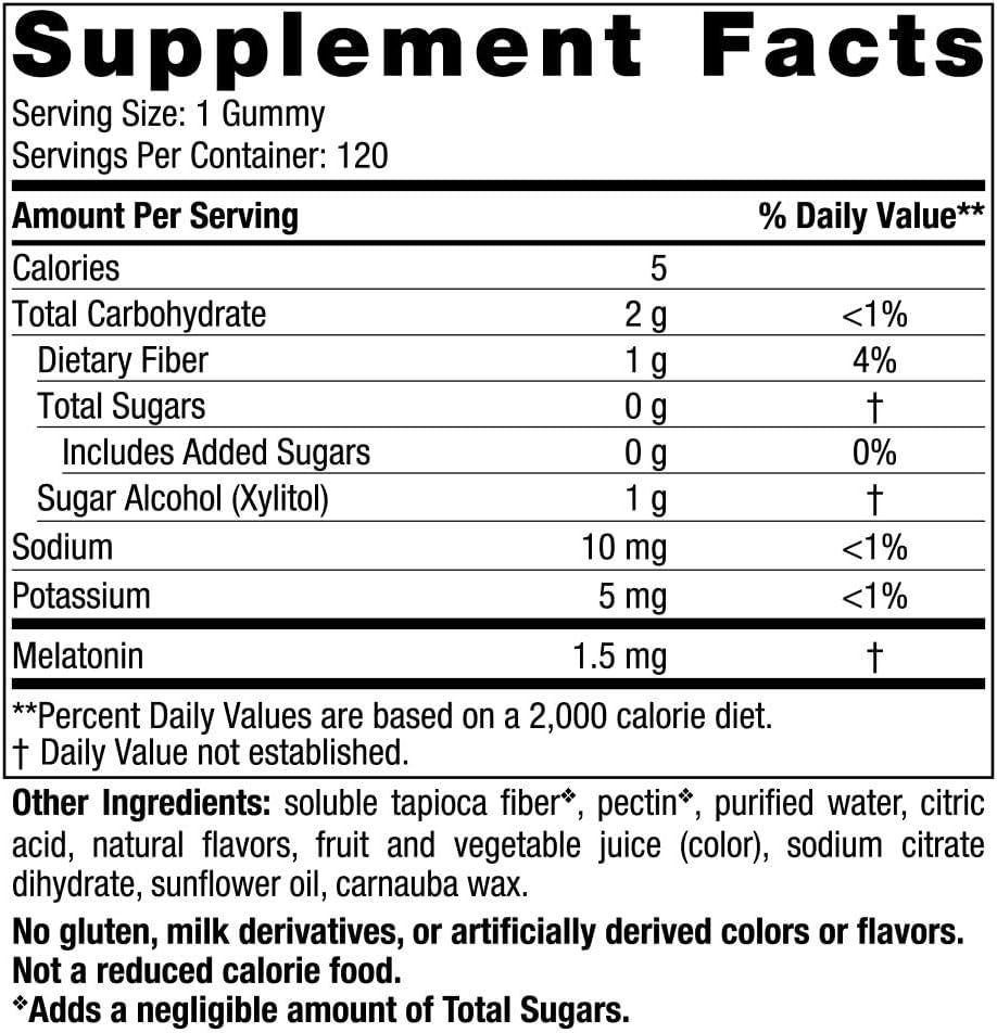 Nordic Naturals Melatonin Gummies Raspberry Flavor Supplement Bottle Side Label