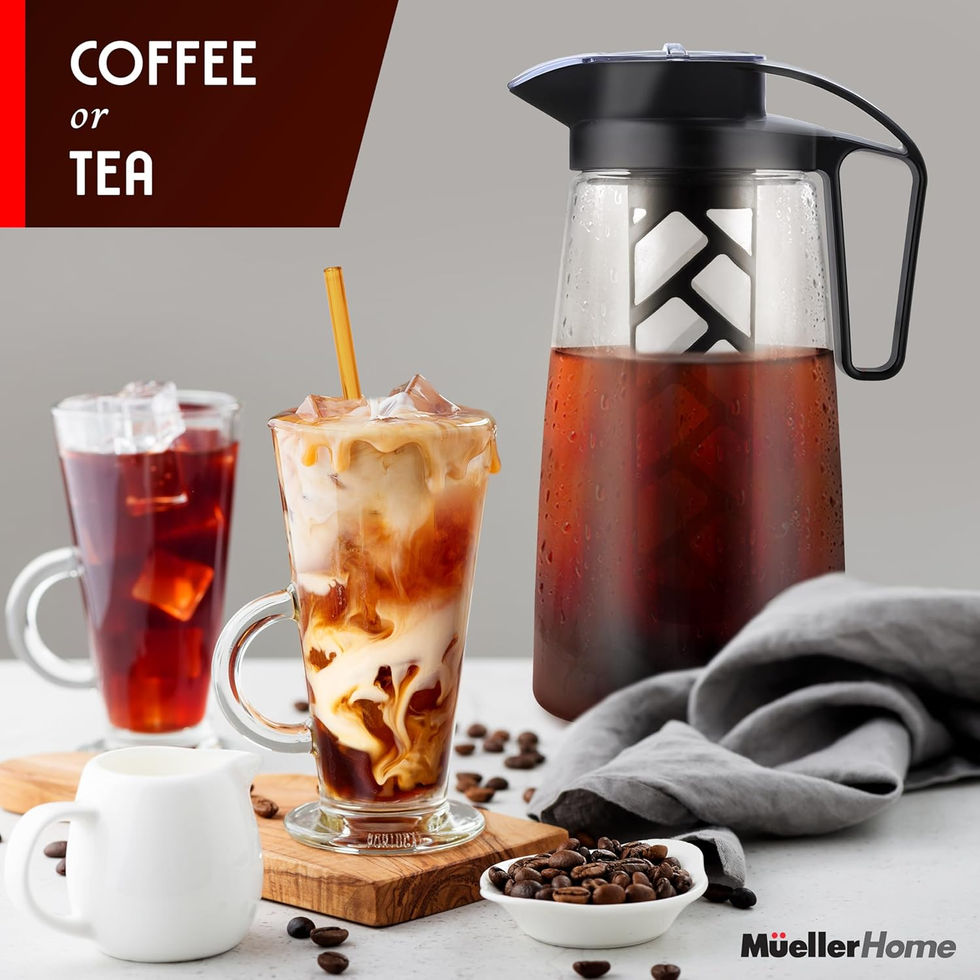 MÜELLERHOME SmoothBrew Cold Brew Coffee Maker with Stainless Steel Filter and Lid