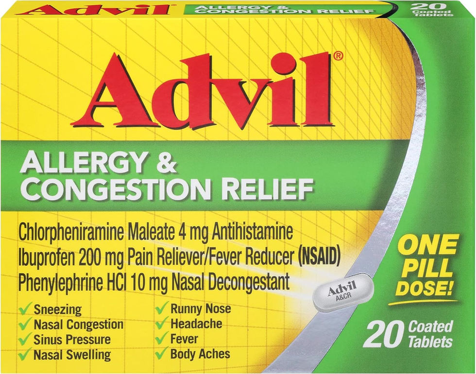 Advil Allergy and Congestion Relief 20 Coated Tablets Box Front View