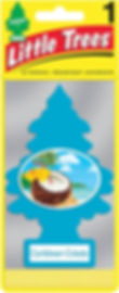 LITTLE TREES Caribbean Colada Hanging Paper Air Freshener Side Angle in Packaging