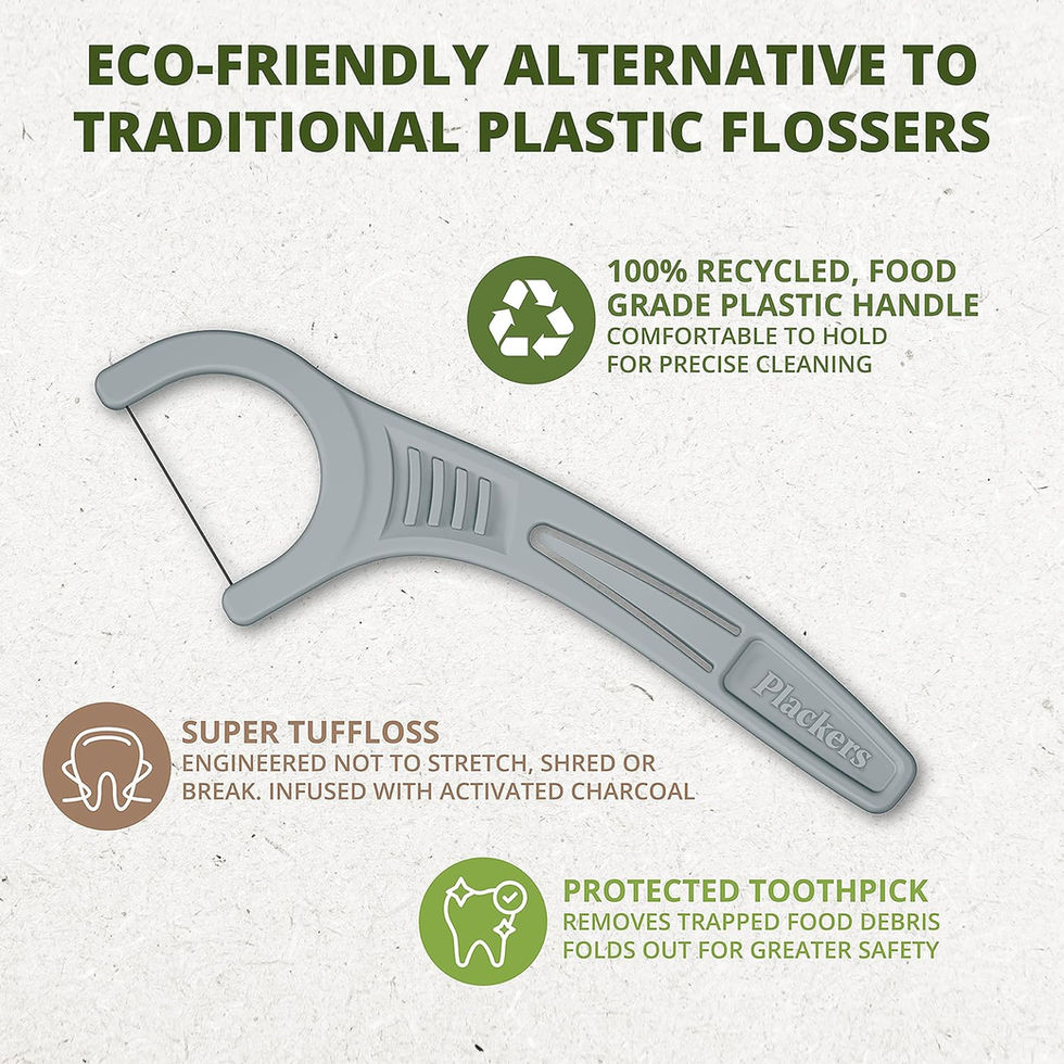 Plackers Ecochoice Charcoal Dental Flossers BPA-Free Cruelty-Free Recyclable Bag