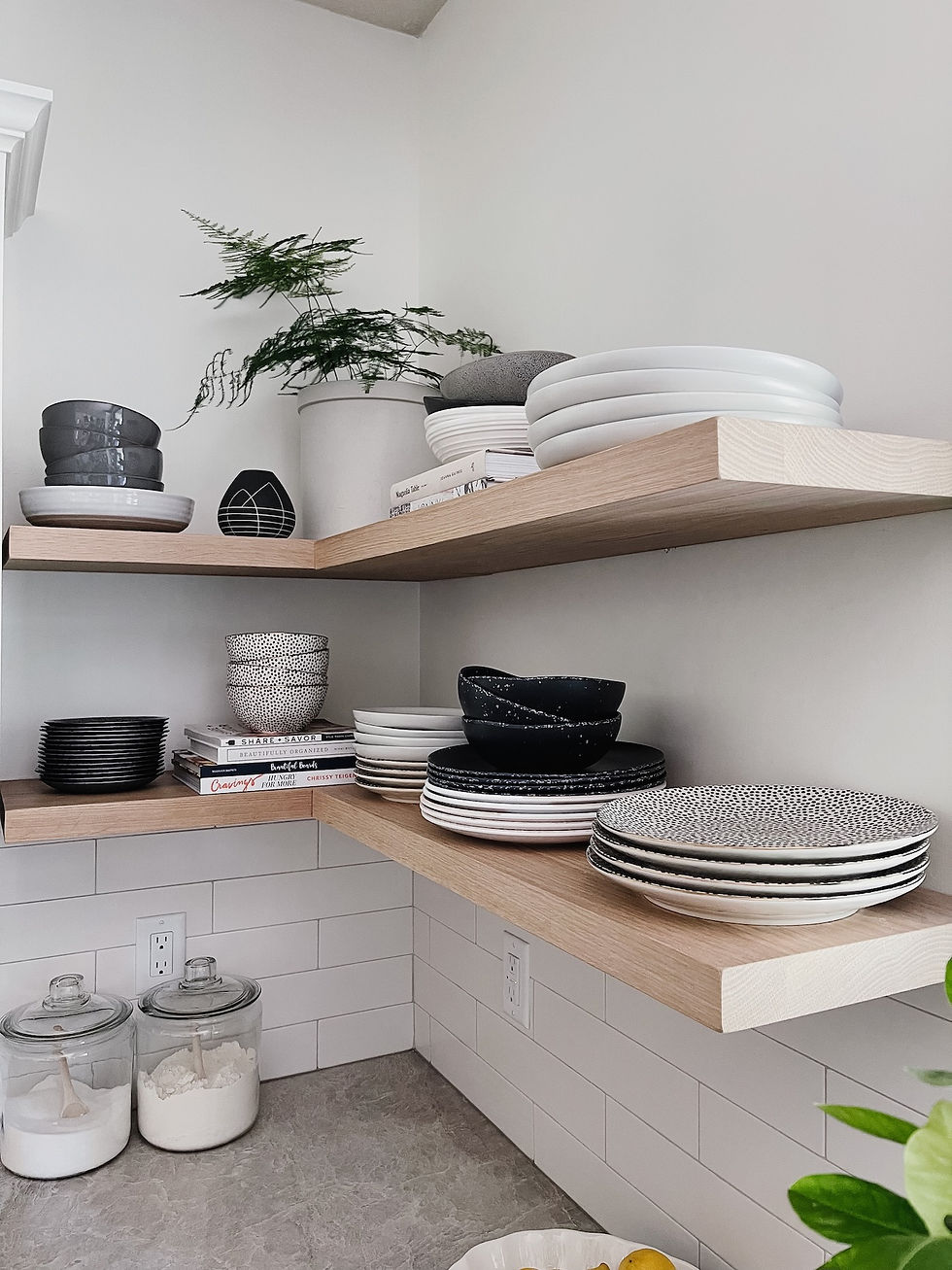 Dark walnut floating shelf with a modern, minimalist design