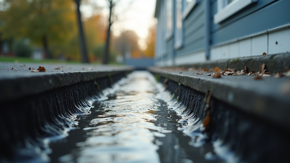 Eye-level view of a clean gutter system
