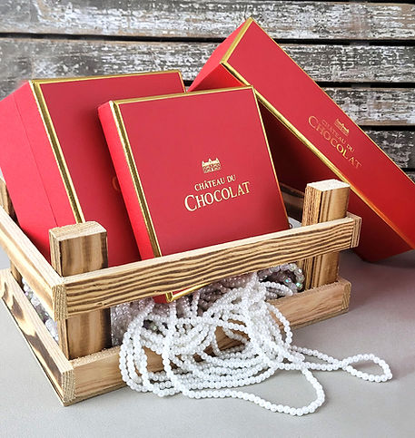 Luxury chocolate gift box with premium textured finish and gold foil