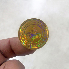 Holographic gold foil seal sticker for elegant packaging