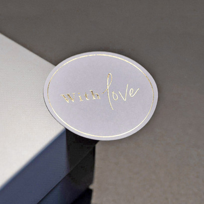 Silver foil sticker used for gift packaging