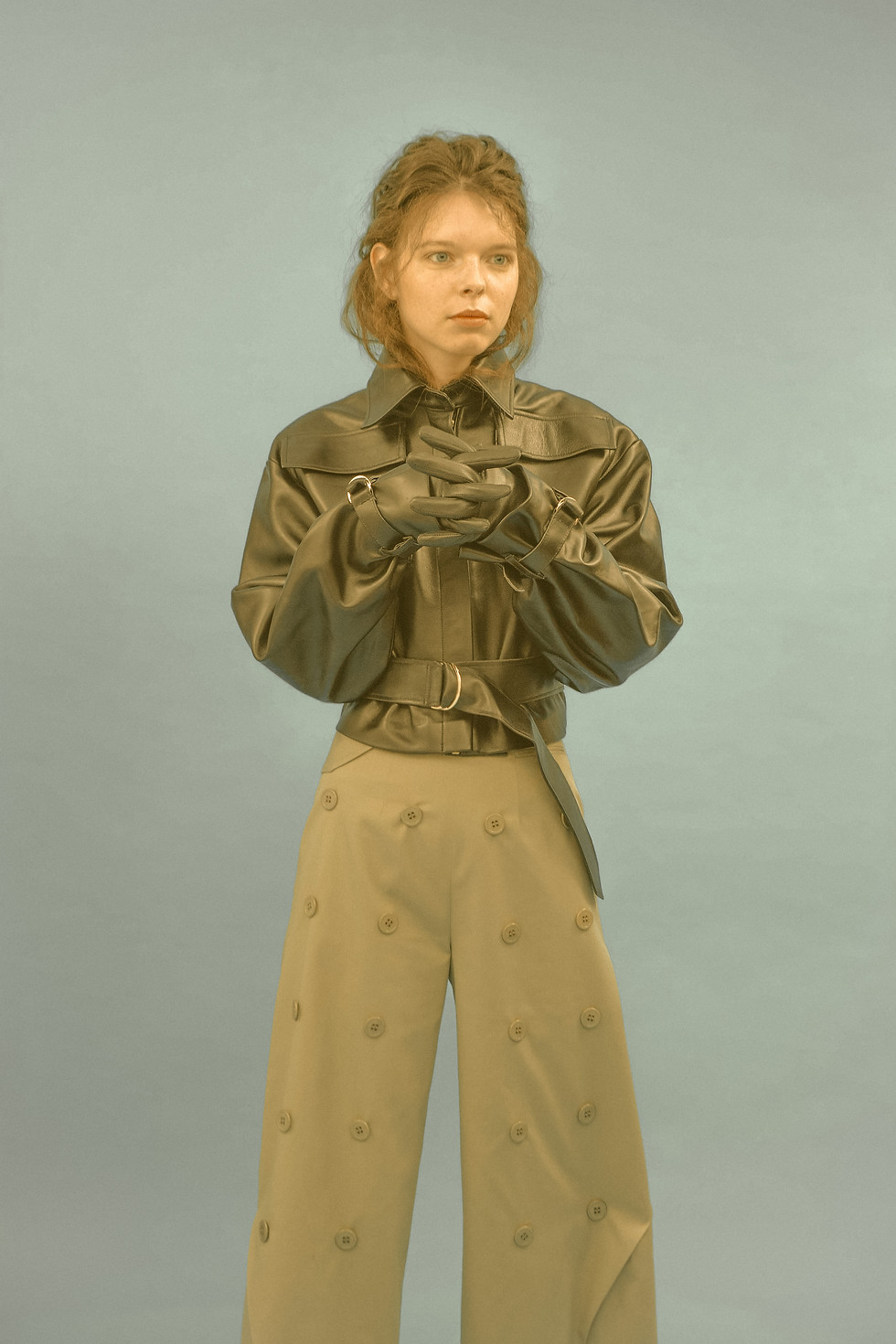 Thumbnail: Black Leather Jacket With Front Flap Pockets
