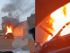 VÍDEO: Carro pega fogo e assusta motoristas na Três Barras
