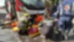 A vítima ficou presa embaixo do ônibus. (Foto: Fala Povo, Midiamax)