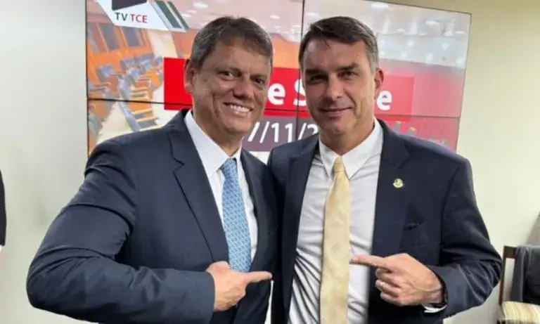 Tarcísio de Freitas e Flávio Bolsonaro - Reprodução via X