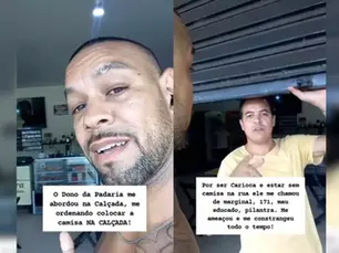 Pode isso? Dono de padaria de MS chama a polícia para carioca sem camisa no estabelecimento