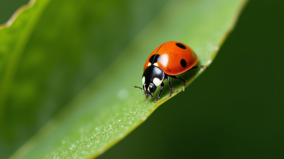 Close-up view of a ladybug on a green leaf