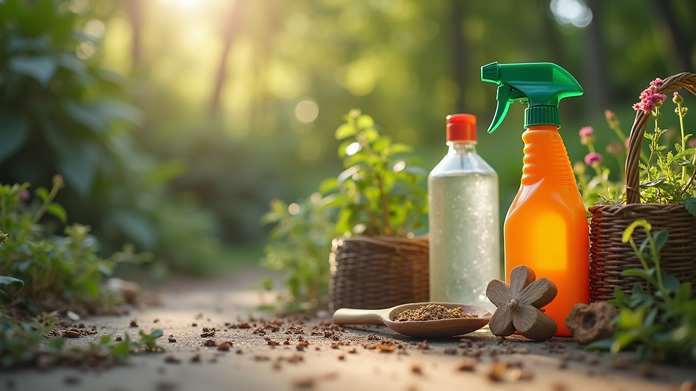 Close-up view of eco-friendly pest control products and tools